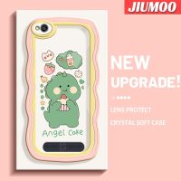 JIUMOO เคสสำหรับ Xiaomi Redmi 4A 5A เคส6A รูปการ์ตูนเค้กไดโนเสาร์สุดน่ารักเลนส์กล้องถ่ายรูปเคสโทรศัพท์แบบใสขอบครีมกันกระแทกเคสป้องกันแฟชั่นเคสโปร่งใสซิลิโคนนิ่ม