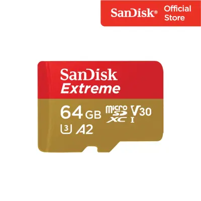 SanDisk Extreme microSDXC, SQXAH 64GB, V30, U3, C10, A2, UHS-I, 170MB/s R, 80MB/s ( SDSQXAH-064G-GN6MN) ( เมมโมรี่การ์ด ไมโครเอสดี การ์ด )