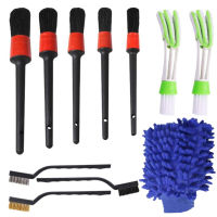 11pcs Air Vent Seat Multifunction Wheel Auto สำหรับหนังภายในภายนอก Handheld Engine Soft Cleaning Tool ยาง Ergonomic Dashboard นำกลับมาใช้ใหม่ได้ Universal Car Detailing Brush Set