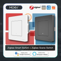 MOES สวิตช์ไฟอัจฉริยะ Tuya ZigBee Star Ring Series ไม่มีสายกลางไม่จำเป็นต้องใช้ตัวเก็บประจุ Smart Life ทำงานร่วมกับ Alexa Home