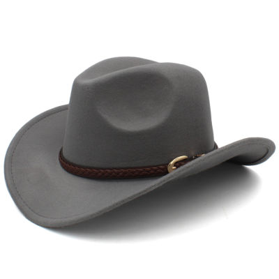 Woollen coffee belt mens and womens warm western cowboy hat in autumn and winter