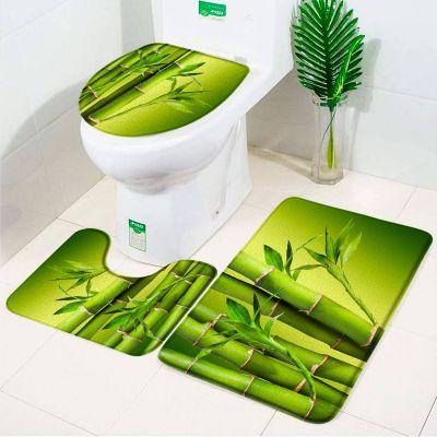 【CC】✱☞❖  3pcs Set Orchid Stone Anti-slip Rug Machine Washable Toilet Cover Foot