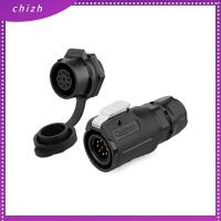 CHIZH 9Pin ขั้วต่อกันน้ำ วงจร IP67 สีดำสีดำ ซ็อกเก็ต M16 สายรัดสายไฟ พลาสติก M16 แผงวงกลม ไฟแอลอีดี