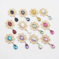 ✳❄ TYNUOMI 10Pcs 28x50MM New Alloy Rhinestone Gold-Plated Brooch Pendant For DIY Ribbon Exquisite Wedding Decoration Accessories