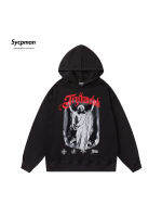 Ycpman A Amerika Yesus Cetak Hoodie Lelaki dan Wanita เสื้อกันหนาวมีฮู้ดฮิปฮอปยาวฤดูใบไม้ร่วง Fesyen Pasangan Kasual