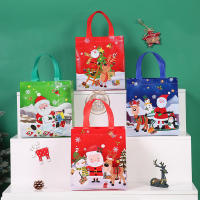 Reusable Santa Tote Bags Party Favor Bags For Christmas Santa Claus Gift Bags Festive Tote Bags Non-woven Christmas Bags