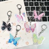 Y2K Butterfly Colorful Keychain Acrylic Keyring Schoolbag Pendant Cute Girl Charm 【AUG】