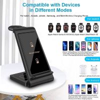 3 IN 1 15W Wireless Charger Dock Station สำหรับ Samsung S23 S22 Galaxy Watch 5 4 3 Active 2 1 Fast Charging Stand สำหรับ 3 Pro