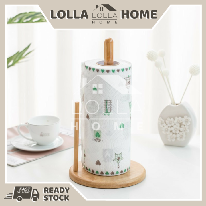 Wooden Kitchen Tissue Holder Portable Paper Towel Holder Tissue Roll
