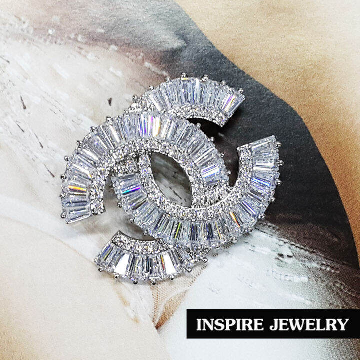 inspire-jewelry-เข็มกลัดเพชรสวิส-ฝังหนามเตย-หุ้มทองแท้-100-or-gold-plated-diamond-cloning