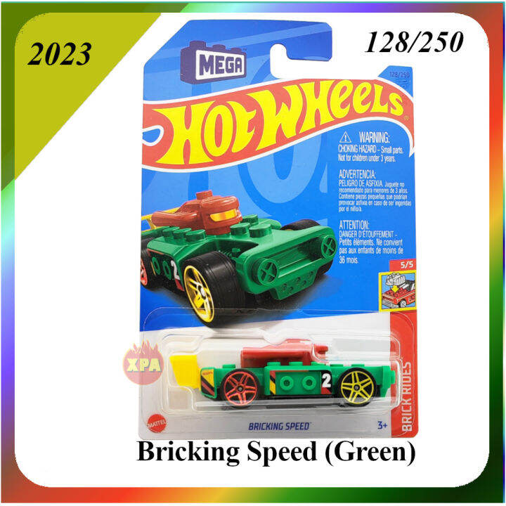 Hot Wheels Bricking Speed - Brick Rides 5/5 Green 128/250, 1:64 Scale Die-Cast Car - View #4