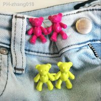 2Pcs Cute Bear Jeans Waist Buckle Nail-free Metal Jeans Button Snaps Adjustable Pants Pins Clothing Fastener Accessories