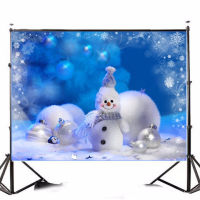 อุปกรณ์ฉากหลังภาพฉากหลังถ่ายภาพไวนิลตุ๊กตาหิมะน้ำแข็งคริสต์มาส7X5FT ใหม่