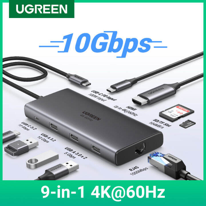 UGREEN USB C 9IN1 HUB 4K HDMI VGA RJ45 10Gbps for MacBook Pro 2022 iPad Pro 2022 MateBook 16