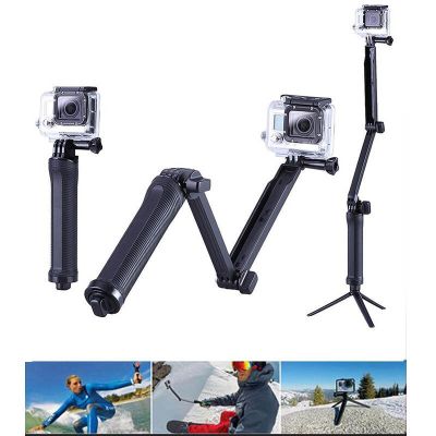 พับ3 Way Grip กันน้ำ Monopod Selfie Stick สำหรับ Gopro Hero 9 8 7 5 6 4 10 SJ Yi Action กล้องขาตั้งกล้องอุปกรณ์เสริม