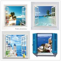3D Removable Beach Sea 3D Window Scenery Wall Sticker Home Decor Decals Mural Waterproof Art Wall Paper Poster Wall Stickers  Decals