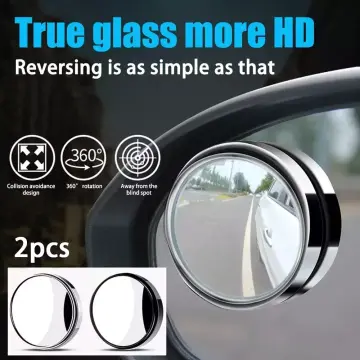 Rain Mirror Visor Guard - 2Pcs Carbon Fiber Rear View Side Mirror Rain  Eyebrow Protector with Adjustable Angle Small Round Glass Blind Spot Mirror  for