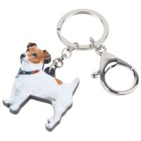 Bonsny Acrylic Cute Jack Russell Dog Keychains Trendy Animals Key Chain Ring Charms Car Purse Jeweley For Women Girls Teens Gift