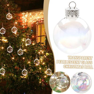 Glass Hanging Ball Christmas Tree Drop Ornaments Iridescent Christmas Sphere Ball Baubles Decoration Transparent Ball Penda N7u1