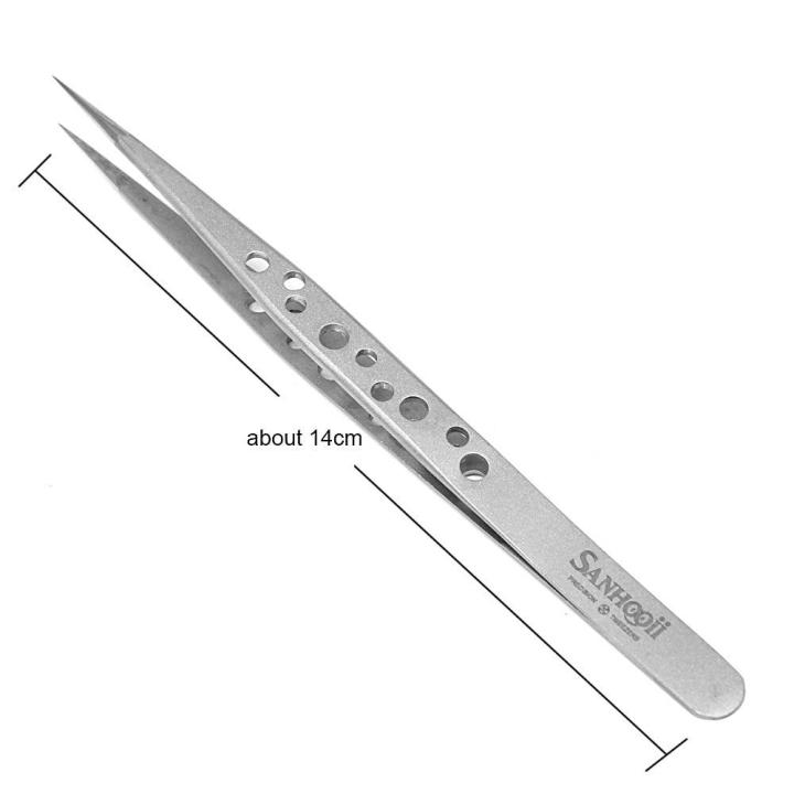 คีมสเตนเลสปลายโค้งสำหรับซ่อมโทรศัพท์แหนบ-smd-อิเล็กทรอนิกส์อุปกรณ์ทำมือกันไฟฟ้าสถิตย์สำหรับอุตสาหกรรม