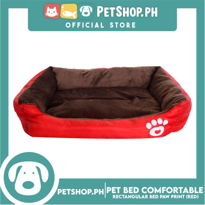 Pet Bed Comfortable Rectangular Pet Bed with Paw Print for Dogs & Cats