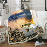 Fish super black base fish blanket 3D Softbank buckle velvet fleece blanket