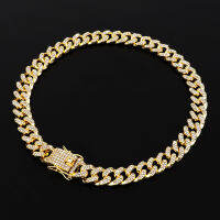 Rhinestone Dog Chain Collar Strong Metal Dog Choke Collars Bling Slip Choke สำหรับสุนัขขนาดกลางขนาดเล็ก Pitbull Bulldog Gold