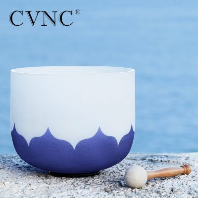 CVNC 8 Inch Crystal Singing Bowl Lotus Flower Design Chakra Instrument For Sound Healing Deep Relaxation