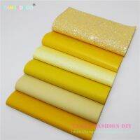 6pcs--- 20x22cm Yellow Color Mix Synthetic Faux PU Leather Set