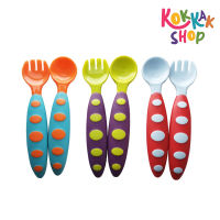 (ก๊อกแก๊ก)  ช้อนส้อมฝึกทานอาหารสำหรับเด็กเล็ก Spoon and Fork for children ช้อนสำหรับเด็ก ฝึกทานอาหารด้วยตัวเอง ช้อนส้อมเด็กซิลิโคน พกพาสะดวก