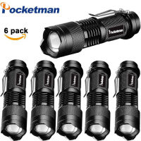 Powerful Tactical Flashlights Portable LED Camping Lamps 3 Modes Zoomable Torch Light Lanterns Self Defense 6pcs/Lot z50 Rechargeable  Flashlights