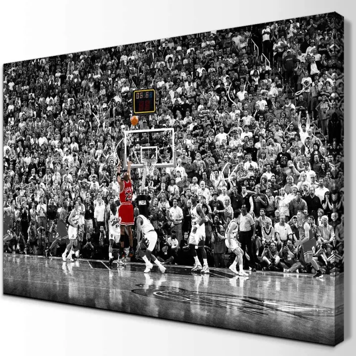 Michael Jordan Last Shot Basketball Canvas Wall Art Nba Basketball Player  Poster Wooden Framed Artwork All Star Fans Gift For Sports Fans For Boy Be  0627 | Lazada PH