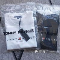 ต้นฉบับ Tommy HiIfiger round collar short sleeve letters logo cotton men and women lovers relaxed joker Tommy T-shirt tide