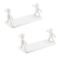 Bathroom Storage Shelves Doll Shelves Shelf Self-Adhesive Bathroom Cosmetics Storage Racks White 2Pcs