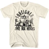 เสื้อ เสื้อยืดผู้ชาย เสื้อยืด Juke Box Heroes Tour Foreigner T-Shirt เสื้อยืดเปล่า เสื้อยืดแขนสั้น