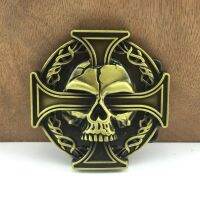 BuckleClub cross skull cowboy jeans gift belt buckle for men FP 03164 3 antique brass finish 4cm width loop drop shipping