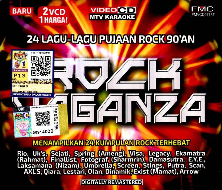 ROCK VAGANZA 24 LAGULAGU PUJAAN ROCK 90'AN 2VCD KARAOKE MALAY SONGS