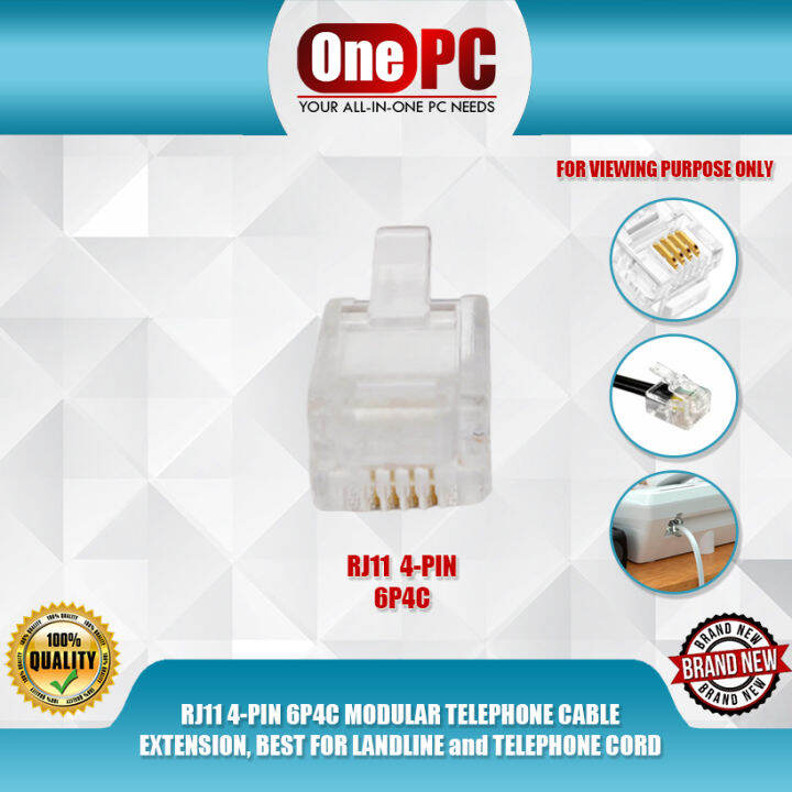 ONE PC RJ11 4PIN 6P4C MODULAR TELEPHONE CABLE EXTENSION, BEST FOR