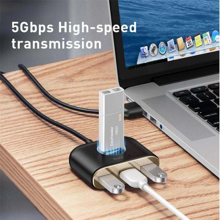 2023-new-jhwvulk-baseus-ฮับ-usb-4-in-1เป็น-usb-3-0สำหรับ-macbook-pro-air-ตัวแยก-usb-4พอร์ต-type-c-ฮับสำหรับ-huawei-matebook-อุปกรณ์คอมพิวเตอร์