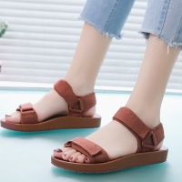 Womens Sandals รองเท้าแตะรัดส้น 2สาย น้ำหนักเบาสบาย ไม่ลื่น เพิ่มความมั่นใจในทุกการเดินทาง สไตล์เกาหลี (2สี) New Shoes