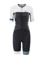 Summer swimming and running jumpsuit womens short-sleeved jumpsuit mountain bike triathlon riding suit breathable and quick-drying