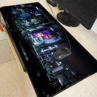 Scifi City Lights Mouse Pad แผ่นรองเมาส์สำหรับนักเล่นเกมกลางคืน อุปกรณ์เสริมสำหรับโต๊ะเกมพีซี อุปกรณ์จัดโต๊ะทำงาน พีซีกันลื่นเต็มรูปแบบ