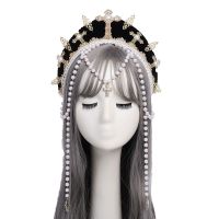 Palace Style Vintage Lolita Pearl Bead Chain Halo KC Gothic Girl Virgin Mary Cosplay Handmade Headwear Crown Props