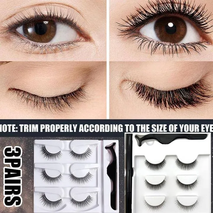 3 Pairs Magic Self Adhesive Eyelashes No Glue Needed Fake Eye Lashes D