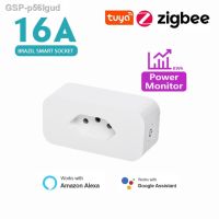 คุณภาพสูง♈✿ P56lgud Tuya ปลั๊กบราซิลเต้าเสียบ Zigbee พร้อมจอภาพสำหรับบ้าน Alexa