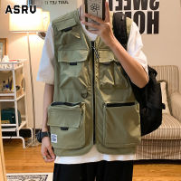 ASRV Multi-Pocket Tooling Vest Men S Ins Trend Handsome Vest Jacket Summer New Loose Sleeveless Top Coat