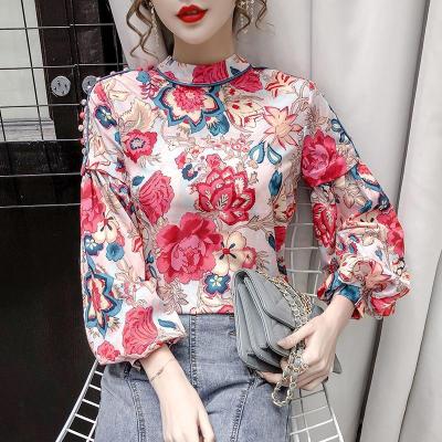 Relaxed Casual Style Floral Bottom Shirt for Womens Early Spring 2023 New Westernized Inner Layer Top