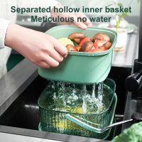 【CC】 Drain Basket  Detachable Washing Strainer Texture Double-layer Draining Bowl