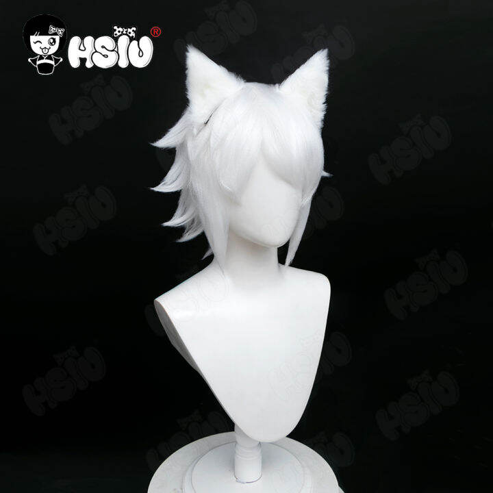 แมวน่ารักวิกผมไฟเบอร์วิกผมสังเคราะห์เกมท้องฟ้าเด็กของแสงคอสเพลย์-hsiu-สีขาวผมสั้นท้องฟ้าคอสเพลย์วิกผม