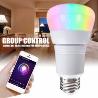 โคมไฟหลอดไฟ LED อัจฉริยะแอป WiFi ไร้สายปรับสีให้สว่าง RGB E27